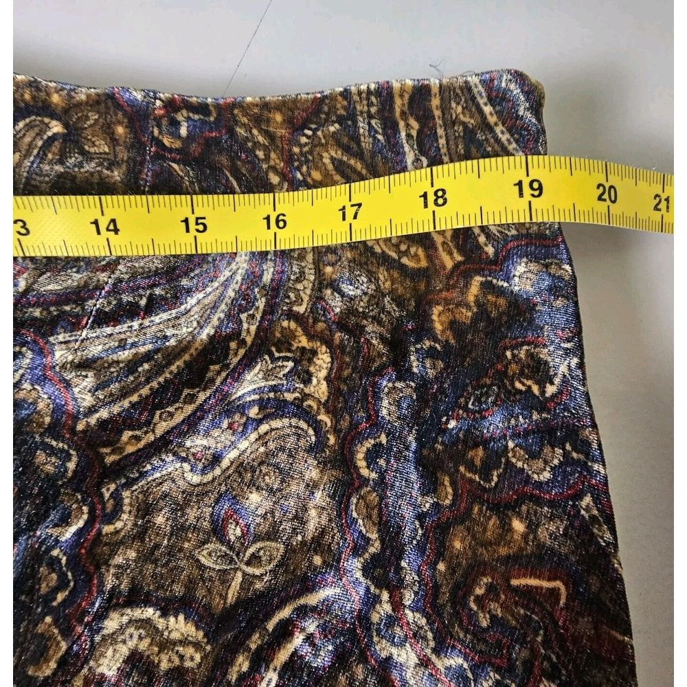 Lauren Ralph Lauren Silk Velvet Skirt 16W Paisley Brown Lining Knee Length Party - Picture 6 of 7